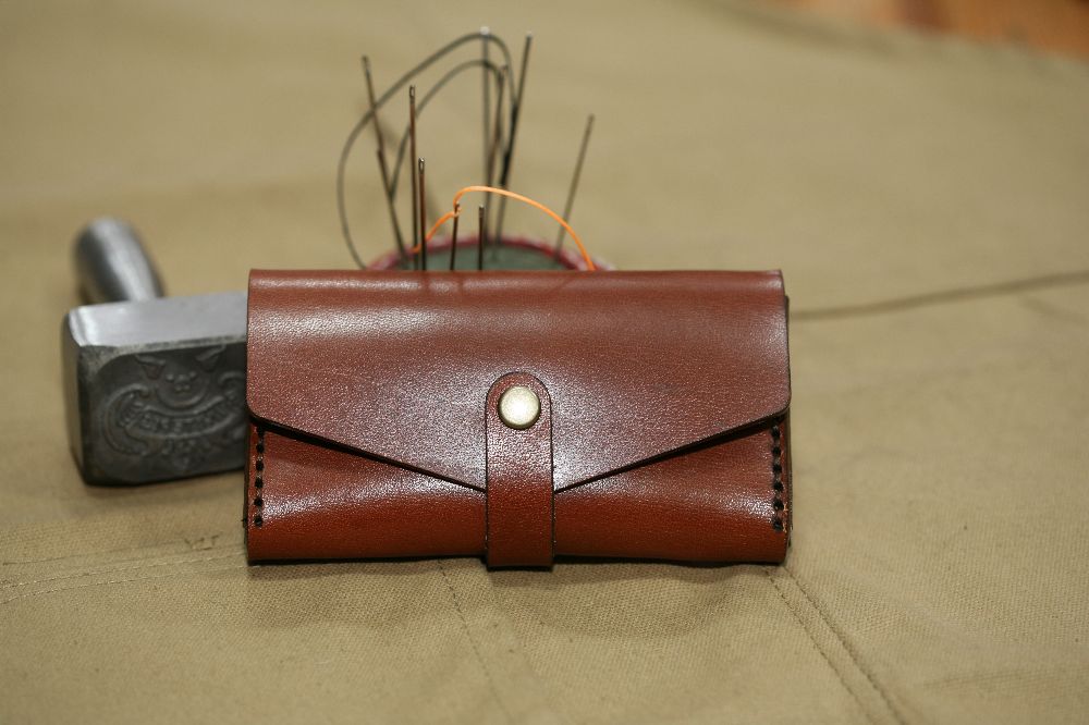 Handmade Brown Leather & Stitch Business Card Case